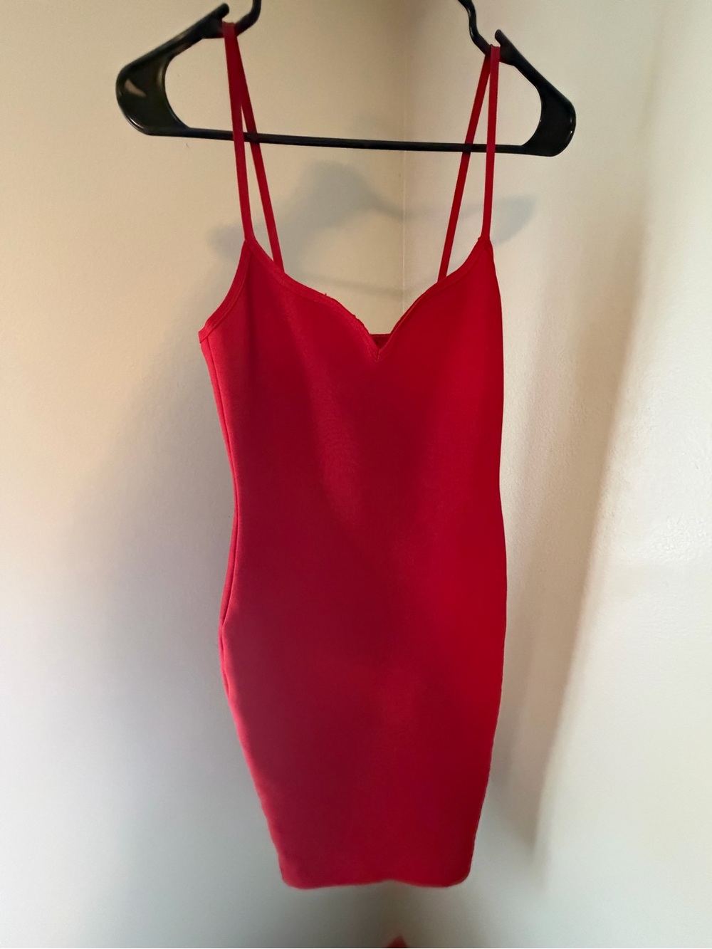 Red Spaghetti-Strap Bodycon Dress